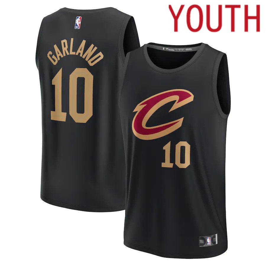 Youth Cleveland Cavaliers 10 Darius Garland Fanatics Branded Black Statement Edition 2022-23 Fast Break Replica Player NBA Jersey